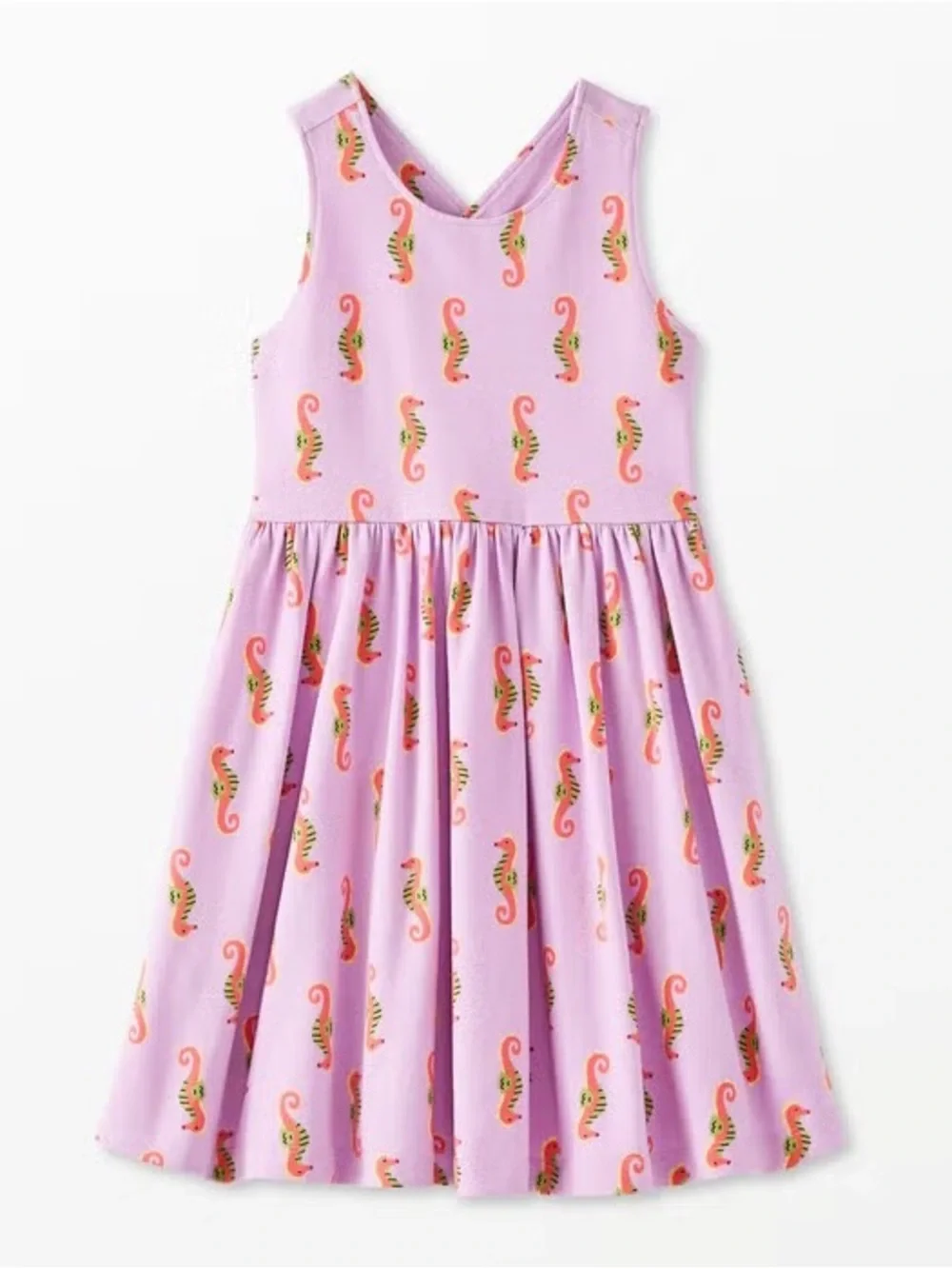 Hanna Andersson Lavender Seahorse-Print Sleeveless Twirl Dress